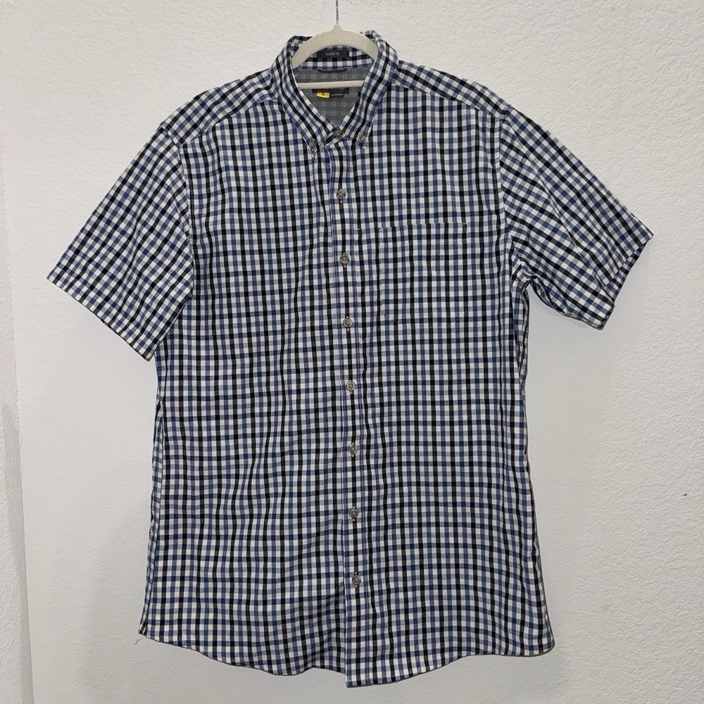 Eddie Bauer Men's TL Gingham Plaid Short Sleeve Button Up Shirt fishing Outdoor